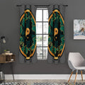 Green And Gold Chinese Zodiac Print Grommet Curtain Panels