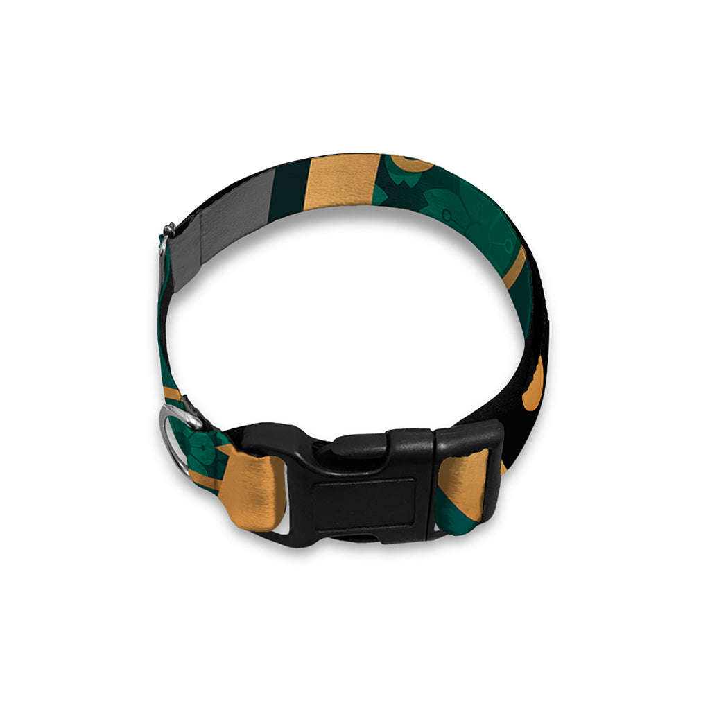 Green And Gold Chinese Zodiac Print Dog Collar