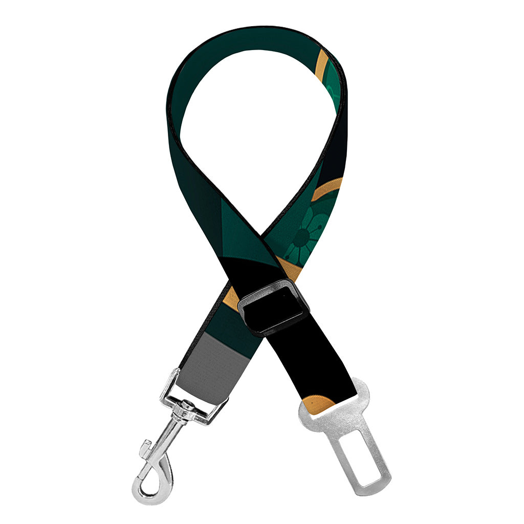 Green And Gold Chinese Zodiac Print Dog Seat Belt