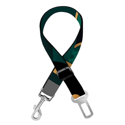 Green And Gold Chinese Zodiac Print Dog Seat Belt
