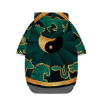 Green And Gold Chinese Zodiac Print Dog Zip Up Hoodie