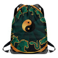 Green And Gold Chinese Zodiac Print Drawstring Backpack
