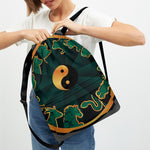 Green And Gold Chinese Zodiac Print Drawstring Backpack