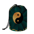 Green And Gold Chinese Zodiac Print Drawstring Makeup Bag