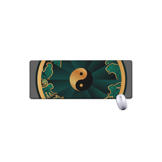 Green And Gold Chinese Zodiac Print Extended Mouse Pad