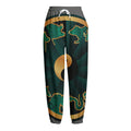 Green And Gold Chinese Zodiac Print Fleece Lined Knit Pants