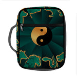 Green And Gold Chinese Zodiac Print Front Pocket Bible Bag