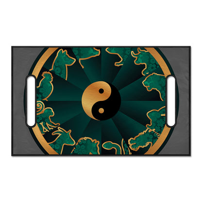 Green And Gold Chinese Zodiac Print Golf Cart Seat Cover