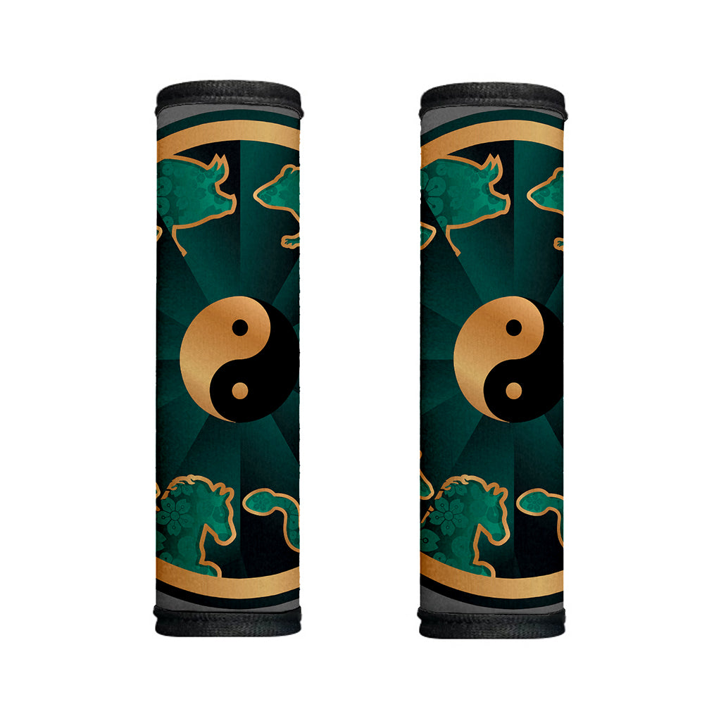 Green And Gold Chinese Zodiac Print Handle Covers