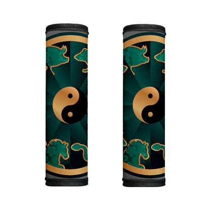 Green And Gold Chinese Zodiac Print Handle Covers
