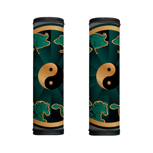 Green And Gold Chinese Zodiac Print Handle Covers