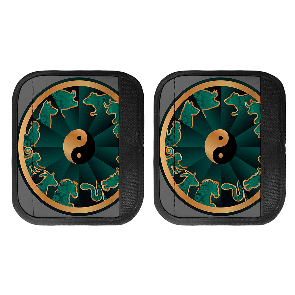 Green And Gold Chinese Zodiac Print Handle Covers