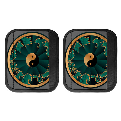 Green And Gold Chinese Zodiac Print Handle Covers