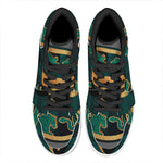 Green And Gold Chinese Zodiac Print High Top Leather Sneakers