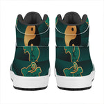 Green And Gold Chinese Zodiac Print High Top Leather Sneakers