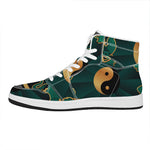 Green And Gold Chinese Zodiac Print High Top Leather Sneakers