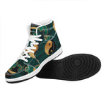 Green And Gold Chinese Zodiac Print High Top Leather Sneakers