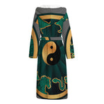 Green And Gold Chinese Zodiac Print Hooded Bathrobe