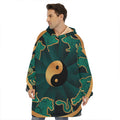 Green And Gold Chinese Zodiac Print Hoodie Blanket
