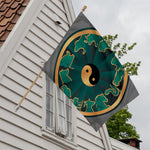 Green And Gold Chinese Zodiac Print House Flag