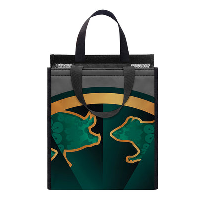 Green And Gold Chinese Zodiac Print Insulated Lunch Tote