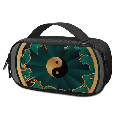 Green And Gold Chinese Zodiac Print Insulin Cooler Travel Case