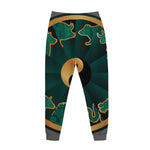 Green And Gold Chinese Zodiac Print Jogger Pants