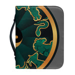 Green And Gold Chinese Zodiac Print Leather Bible Cover