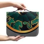 Green And Gold Chinese Zodiac Print Leather Bible Cover