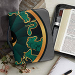Green And Gold Chinese Zodiac Print Leather Bible Cover