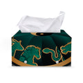 Green And Gold Chinese Zodiac Print Leather Tissue Box Cover
