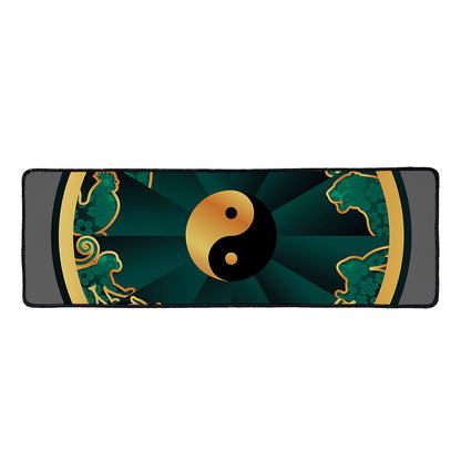 Green And Gold Chinese Zodiac Print Long Kitchen Mat
