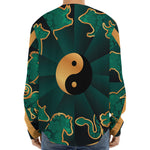 Green And Gold Chinese Zodiac Print Long Sleeve Baseball Jersey