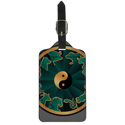 Green And Gold Chinese Zodiac Print Luggage Tag