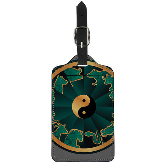 Green And Gold Chinese Zodiac Print Luggage Tag