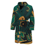 Green And Gold Chinese Zodiac Print Men's Bathrobe