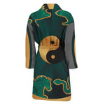 Green And Gold Chinese Zodiac Print Men's Bathrobe