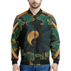 Green And Gold Chinese Zodiac Print Men's Bomber Jacket