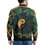 Green And Gold Chinese Zodiac Print Men's Bomber Jacket