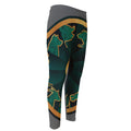 Green And Gold Chinese Zodiac Print Men's Compression Pants