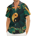 Green And Gold Chinese Zodiac Print Men's Deep V-Neck Shirt