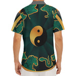 Green And Gold Chinese Zodiac Print Men's Deep V-Neck Shirt