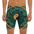 Green And Gold Chinese Zodiac Print Men's Long Boxer Briefs
