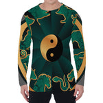 Green And Gold Chinese Zodiac Print Men's Long Sleeve T-Shirt