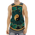 Green And Gold Chinese Zodiac Print Men's Muscle Tank Top