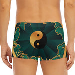 Green And Gold Chinese Zodiac Print Men's Short Boxer Briefs