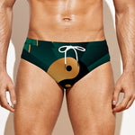 Green And Gold Chinese Zodiac Print Men's Swim Briefs