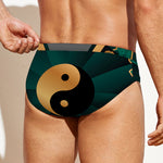 Green And Gold Chinese Zodiac Print Men's Swim Briefs