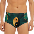 Green And Gold Chinese Zodiac Print Men's Triangle Swim Briefs