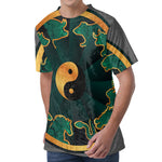 Green And Gold Chinese Zodiac Print Men's Velvet T-Shirt